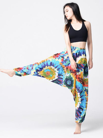 National Printed Loose Bloomers Yoga Bottoms