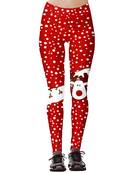 Snow&Elk Print Breathable Wrap Sports Leggings