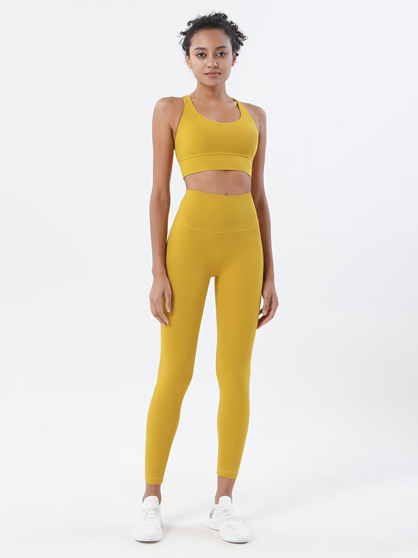 High-Waisted Pockets Solid Color Yoga Bottoms