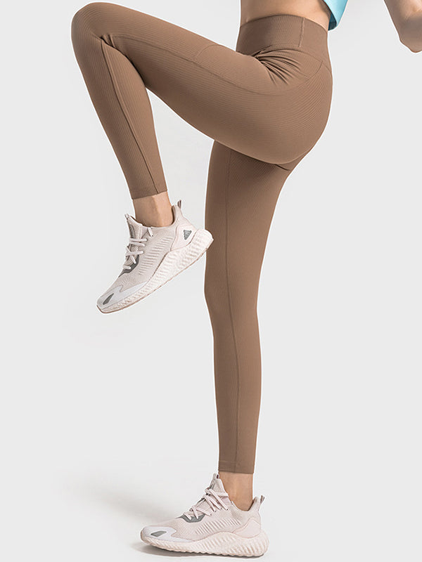 Skinny Leg Wrap Pockets Solid Color Leggings