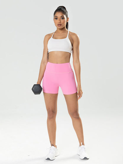 Skinny Wrap Sports Shorts High-Waisted Yoga Bottoms Solid Color Shorts