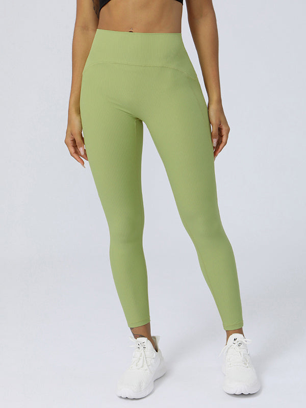 Wrap High-Waisted Pockets Solid Color Leggings