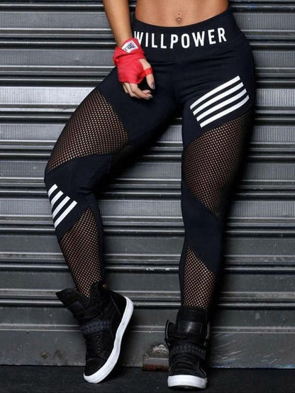 Sports The Rubber Letters Split-joint Leggings