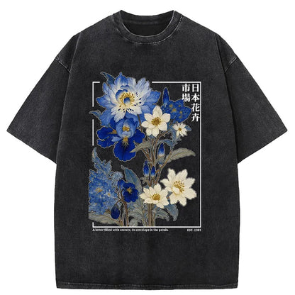 Japan Flower Market Vintage Washed T-shirt