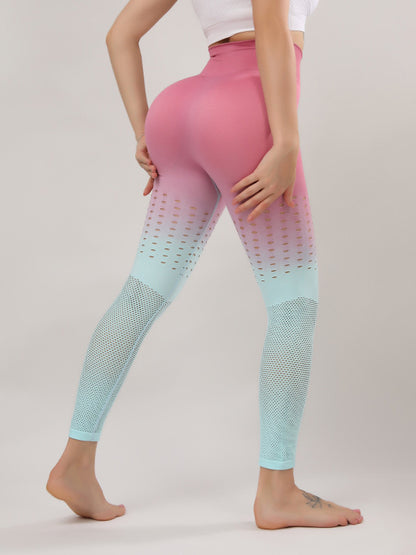 Skinny Contrast Color Hollow Yoga Leggings