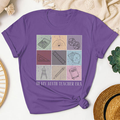 In My Math Teacher Era Mathematical Tools Icons Teacher T-Shirt