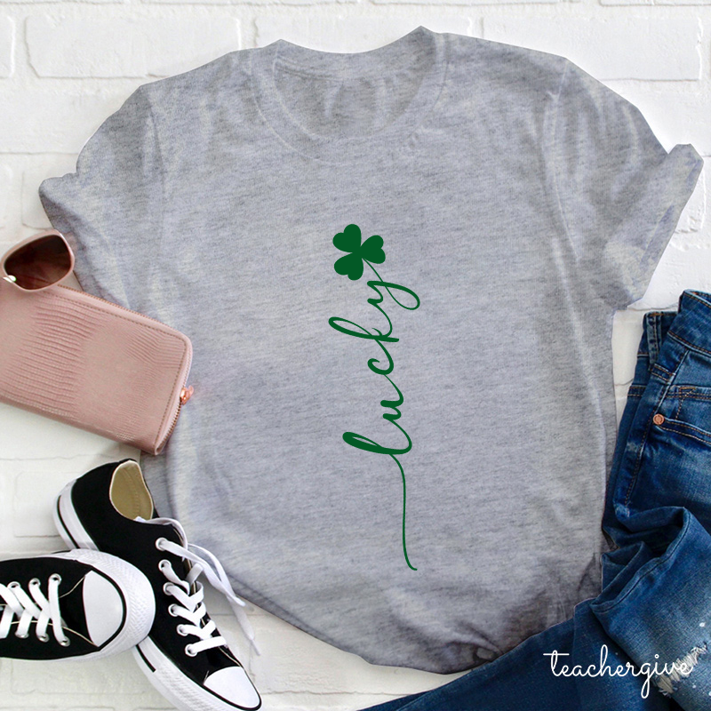 Clover Flower Lucky Stem Teacher T-Shirt