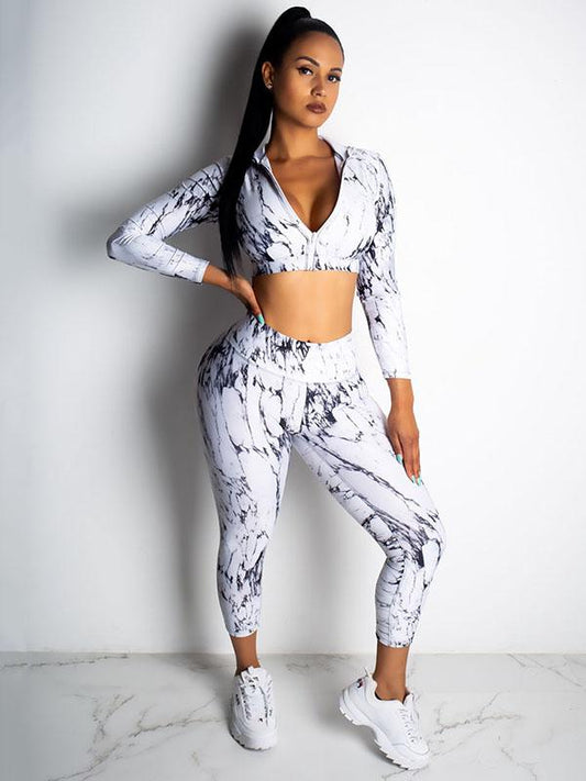 Floral V-Neck Yoga Suits