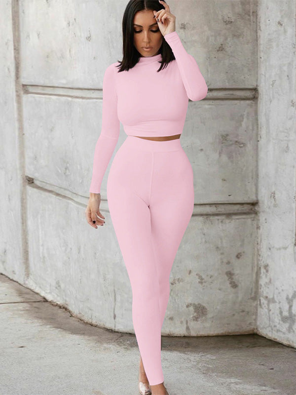 Long Sleeve Slim Solid Color Yoga&Gym Fitness Suit