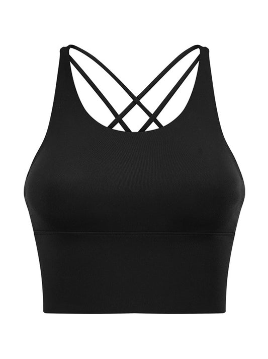 Skinny Wrap Yoga Tops Hollow Solid Color Spaghetti-Neck Bra