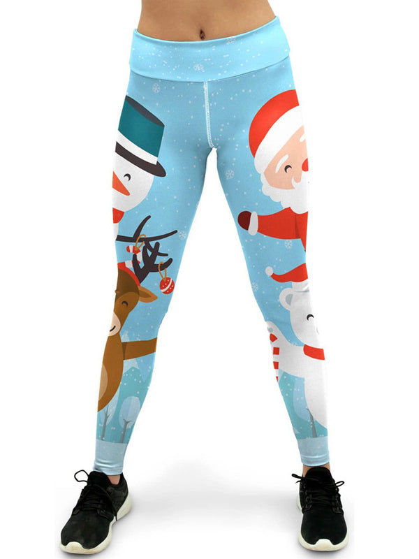 Adorable Christmas Print Breathable Wrap Sports Leggings