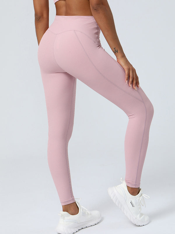 Wrap High-Waisted Pockets Solid Color Leggings