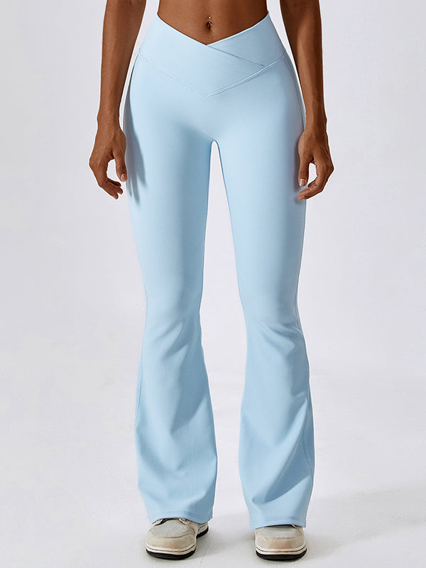 Flared Pants Skinny High-Waisted Solid Color Yoga Bottoms