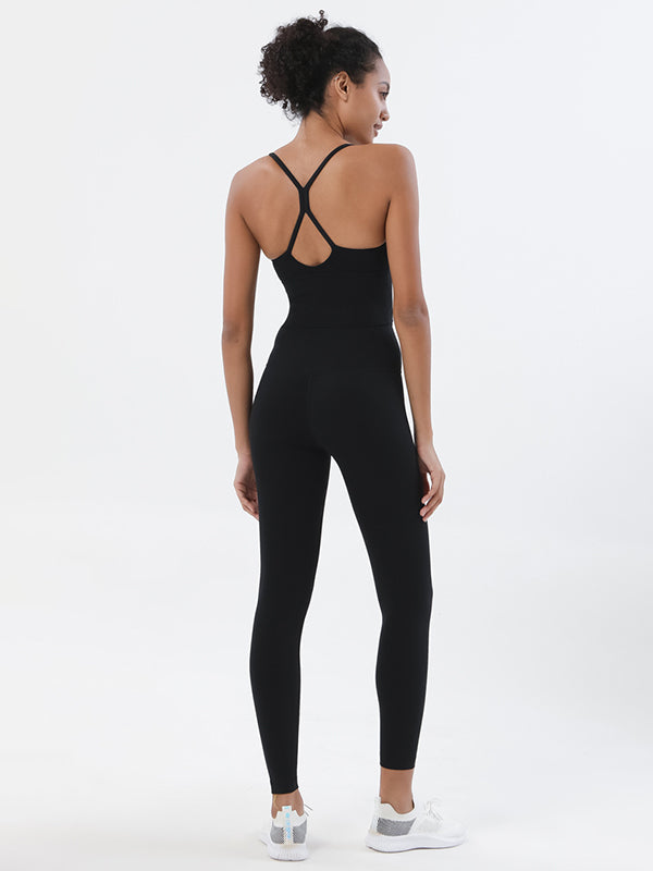 High-Waisted Pockets Solid Color Yoga Bottoms