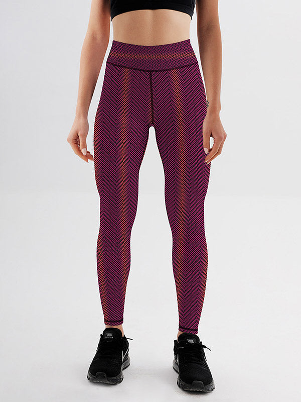 Gradient Diamond Lattice Print High-Waisted Slim Leggings