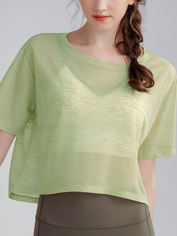 Loose Solid Color Round-Neck T-Shirts