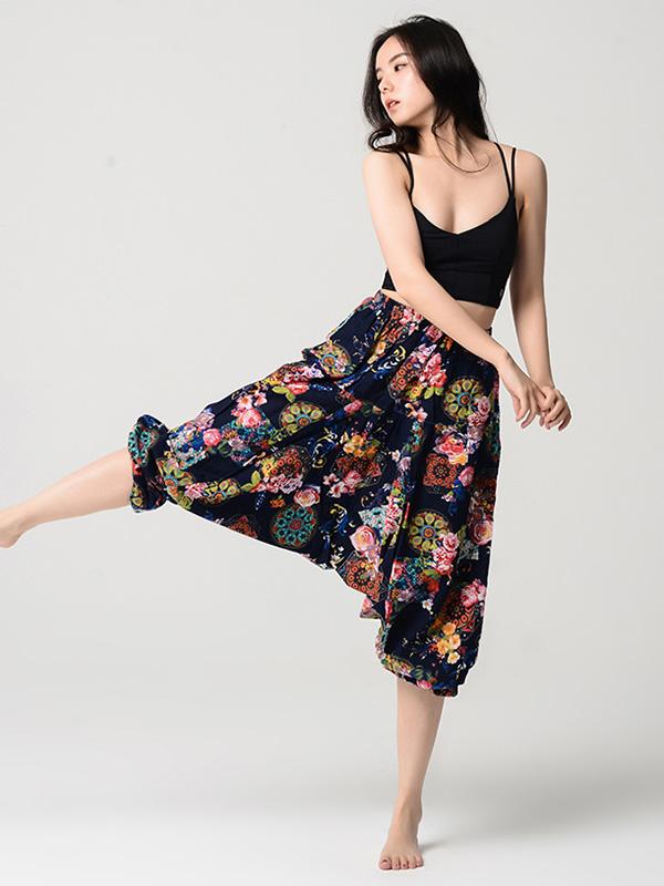 National Printed Loose Bloomers Yoga Bottoms