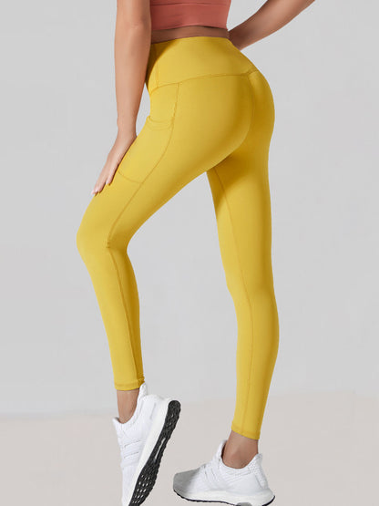 High-Waisted Pockets Wrap Solid Color Leggings