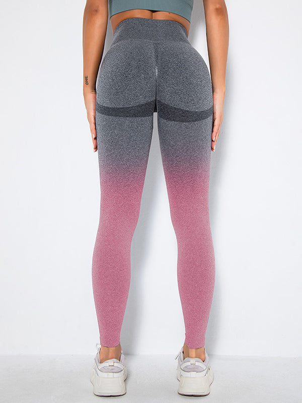 Seamless Gradient Hips-Lift Running Sport Leggings