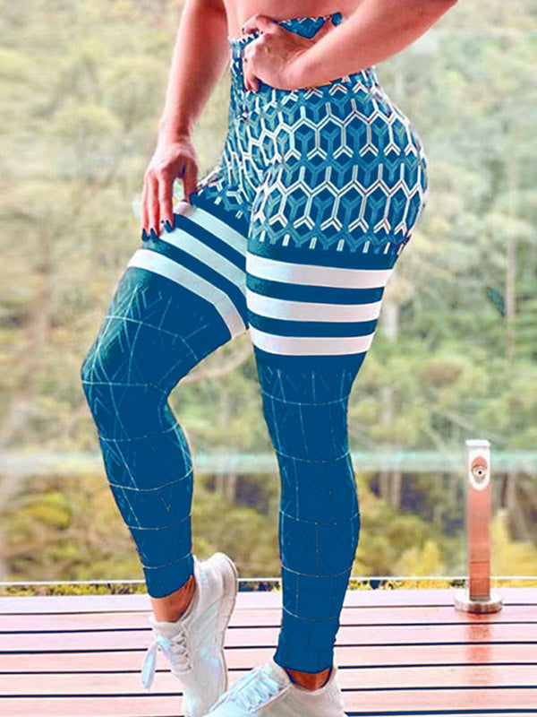 Striped Printed Breathable Skinny Sports Yoga Leggings