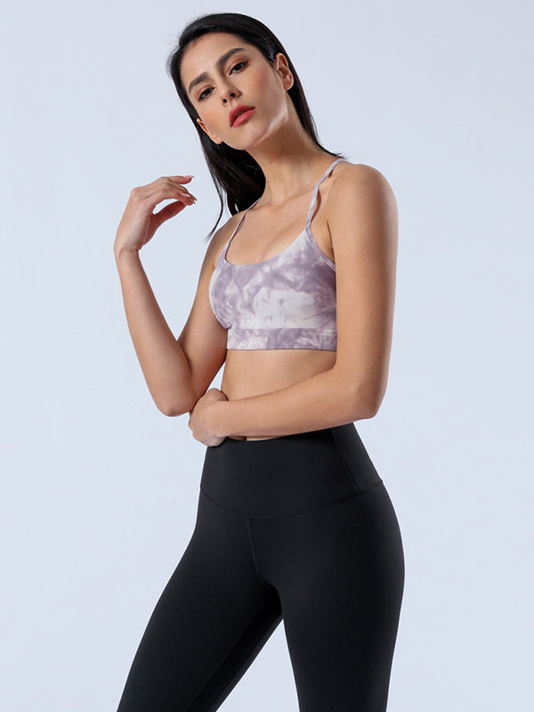 Narrow Strap Tie-Dyed Breathable Sports Bra