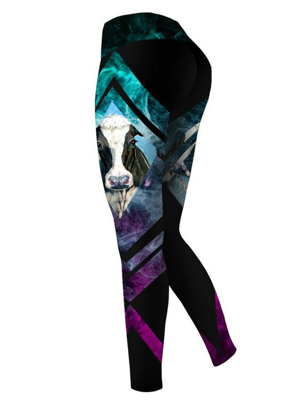 Animal Printed Breathable Hollowed Vest&Leggings Sports Suits