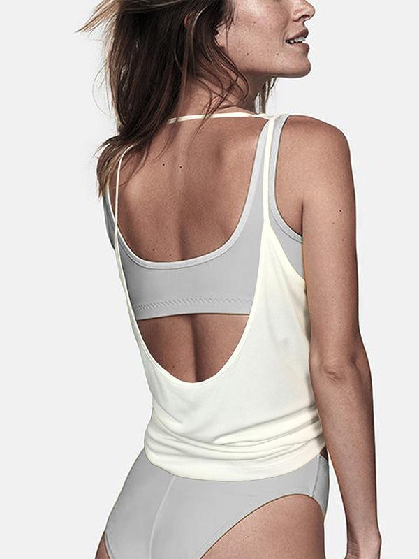 Loose Backless Solid Vest Top