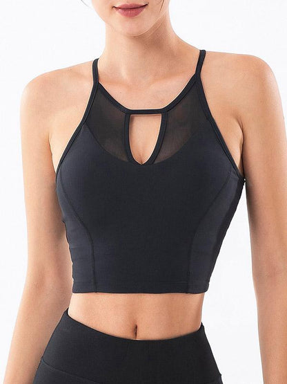 Sexy Solid Spaghetti-Neck Breathable Sports Bra