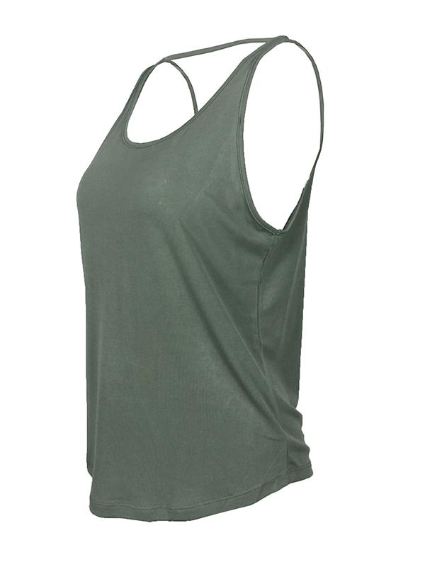 Loose Backless Solid Vest Top