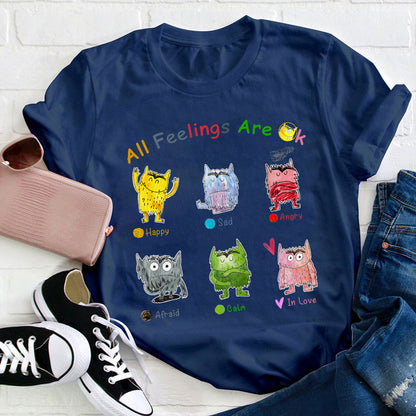 All Feelings Are Ok Monster Teacher T-Shirt