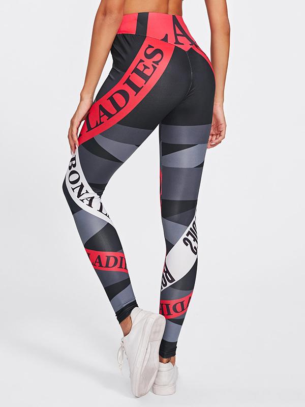 Sexy Printed Contract Color Wrap High-Waisted Sports Leggings