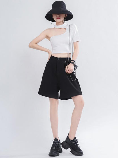 Sexy Wrap Exposed Navel Solid Cropped Tee