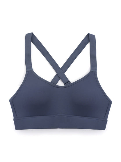 Skinny Wrap Back Cross Color-Block Spaghetti-Neck Sports Bra