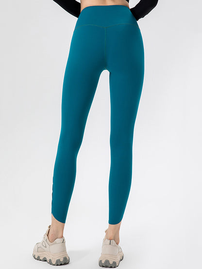 Skinny Leg Wrap Breathable High-Waisted Hollow Solid Color Leggings