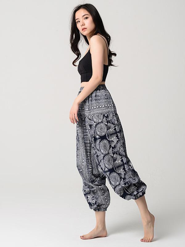 National Printed Loose Bloomers Yoga Bottoms