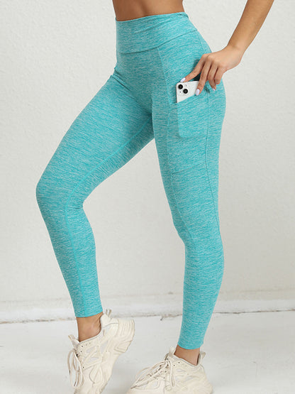 Skinny High-Waisted Pleated Pockets Solid Color Leggings