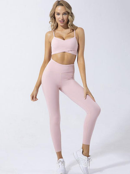 Sports Bra&Tanks&Leggings Three-Piece Set