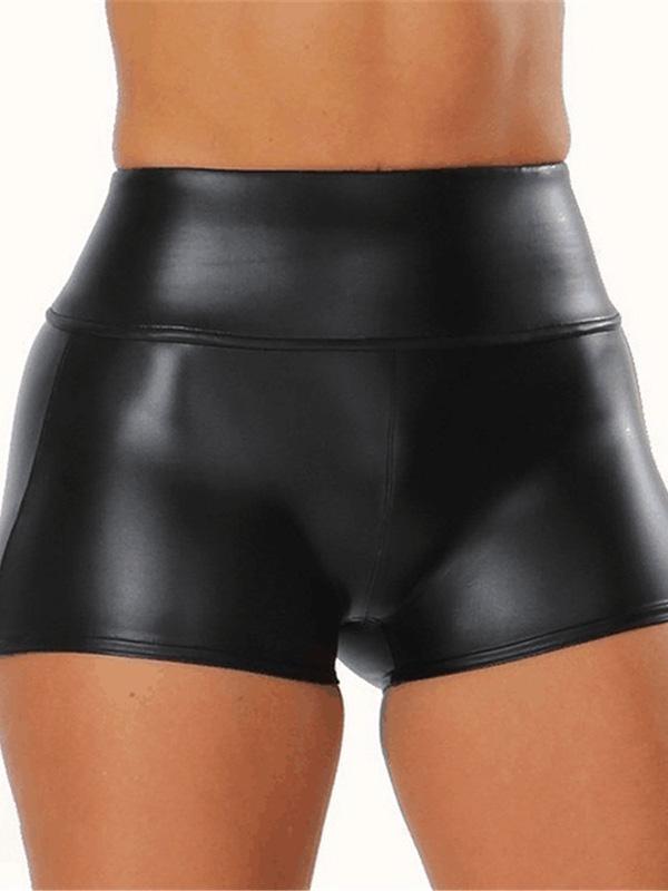 Sexy PU Wrap Solid Shorts