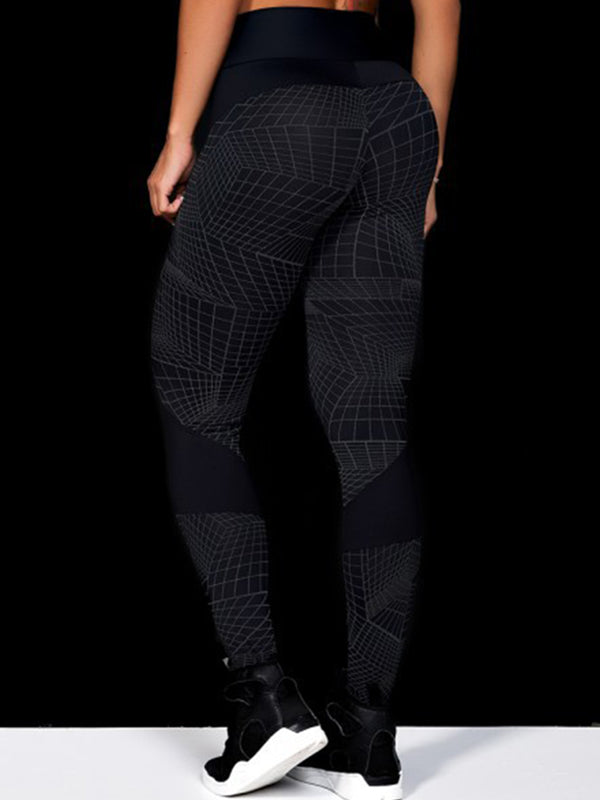 Contrast Color Printed Wrap Yoga Leggings