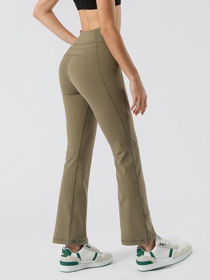 Flexible Solid Color Bell-Bottomed Sports Pants