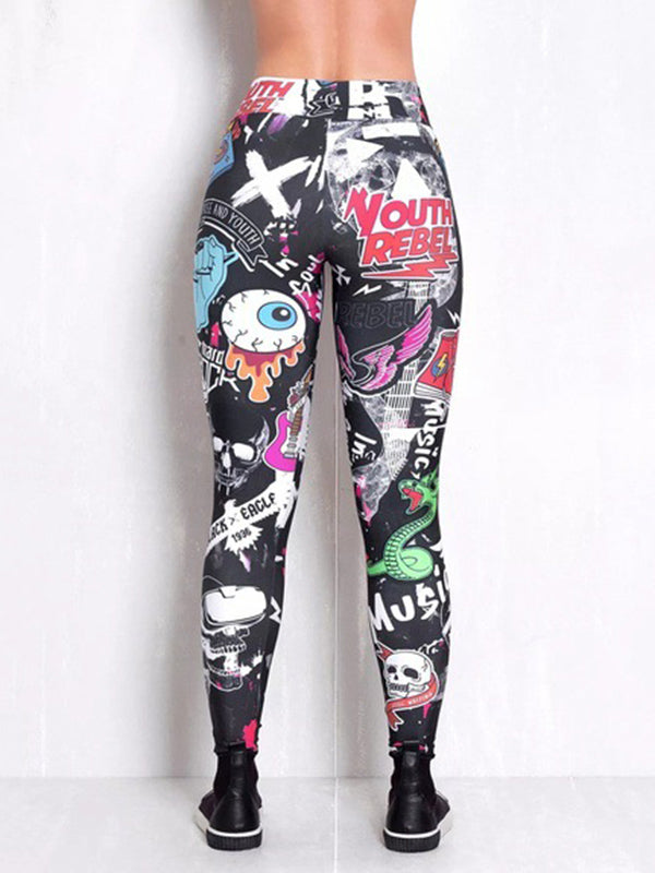 Printed High Waisted Flexible Sports Leggings