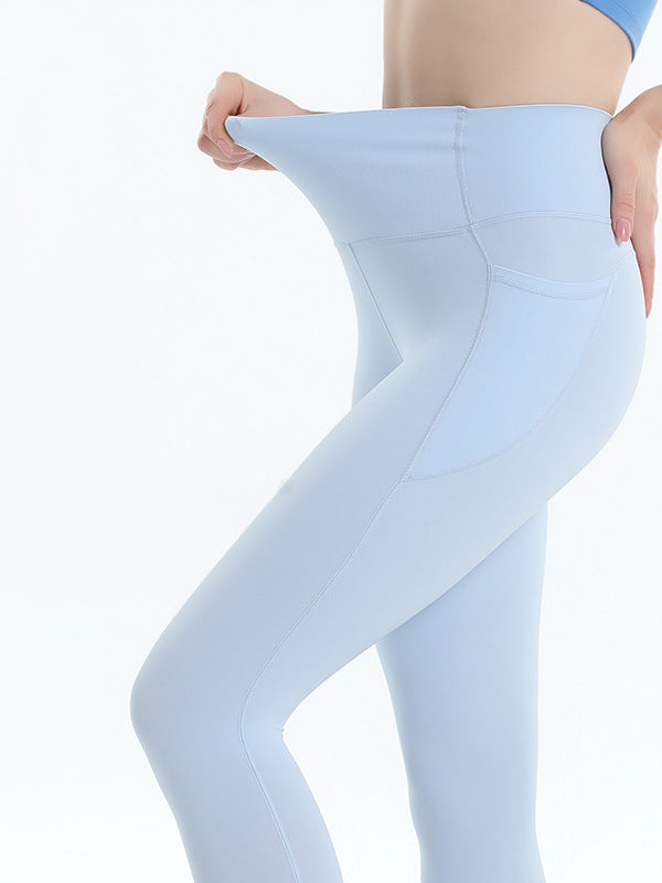 Skinny Leg Wrap High-Waisted Pockets Solid Color Leggings