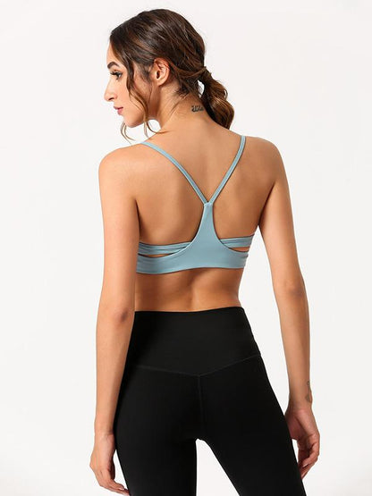 Wrap Spaghetti-Neck Cross Back Sports Bra