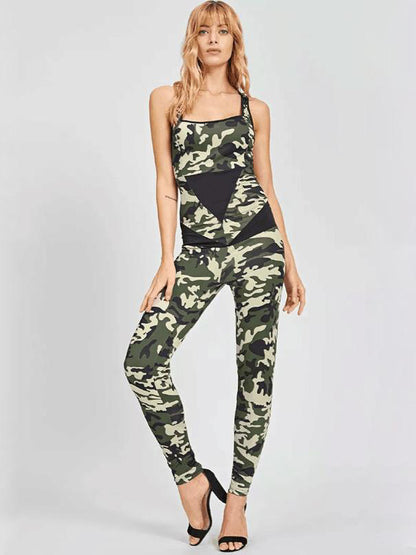 Warrior Camouflage Backless Sport Jumpsuits