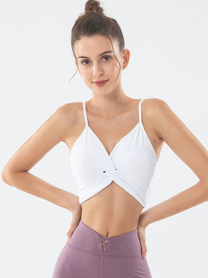 Solid Wrap Quick Dry Spaghetti-Neck Bra