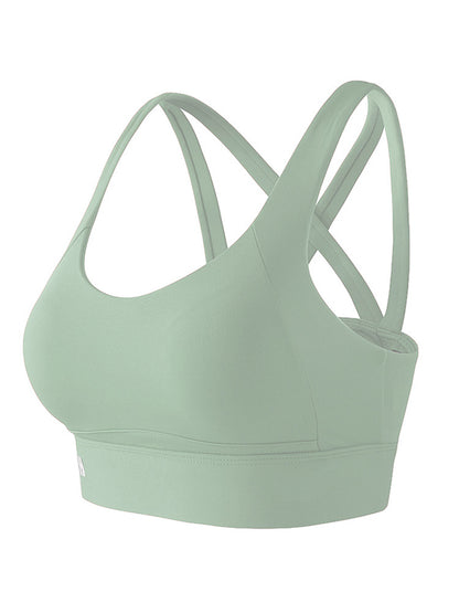 Back Cross Hollow Solid Color U-Neck Sports Bra