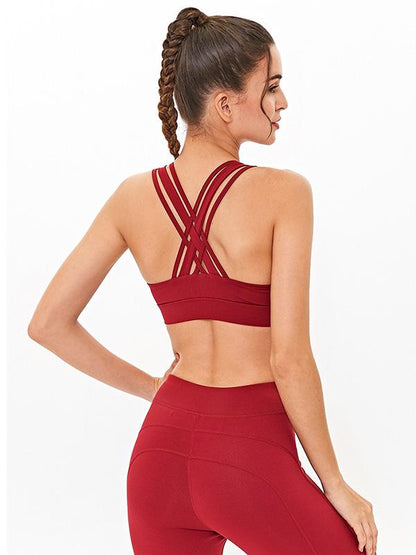 Wrap Cross Back Solid Yoga Suits