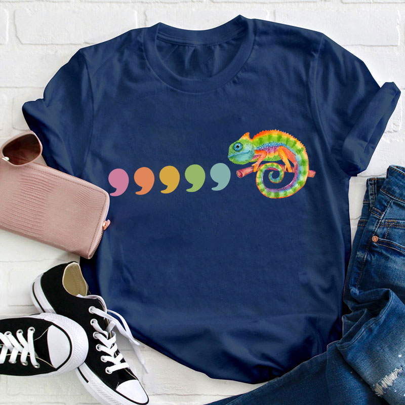 Comma Comma Chameleon Teacher T-Shirt