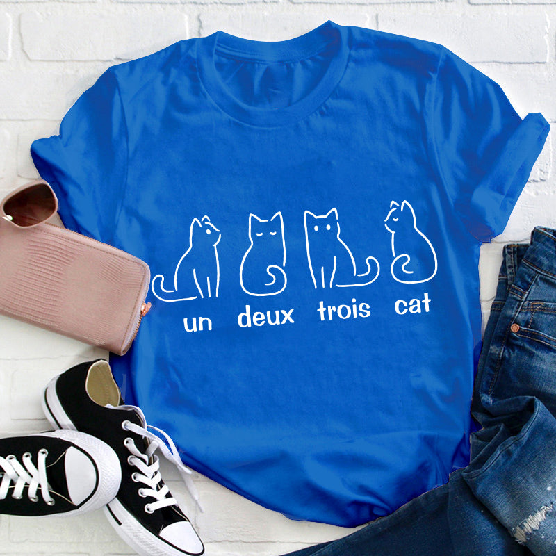 Un Deux Trois Cat French Teacher T-Shirt