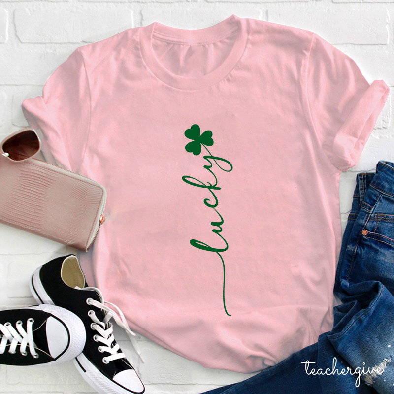 Clover Flower Lucky Stem Teacher T-Shirt